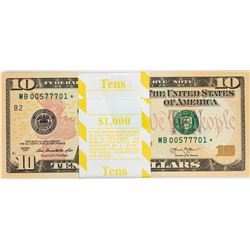Pack of (100) Consecutive 2013 $10 Federal Reserve Star Notes