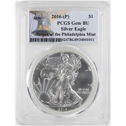 2016-P $1 American Silver Eagle Coin PCGS Gem BU Struck at the Philadelphia Mint