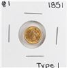 Image 1 : 1851 Type I $1 Liberty Head Gold Dollar Coin