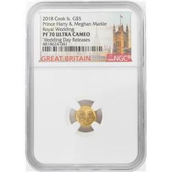 2018 $5 Cook Island Royal Wedding Gold Coin NGC PF70 Ultra Cameo