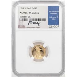 2017-W $5 Proof American Gold Eagle Coin NGC PF70 Ultra Cameo Edmund Moy Signature