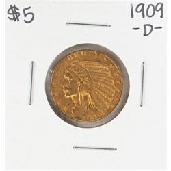 1909-D $5 Indian Head Half Eagle Gold Coin