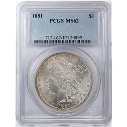 1881 $1 Morgan Silver Dollar Coin PCGS MS62