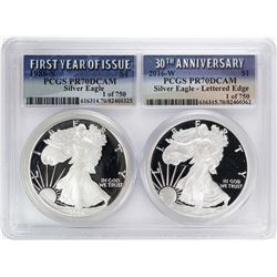 1986-S & 2016-W $1 Proof American Silver Eagle Coin Set PCGS PR70DCAM