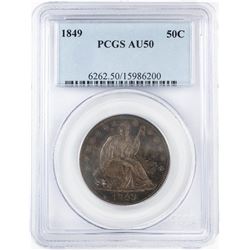 1849 Seated Liberty Half Dollar Coin PCGS AU50