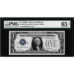 1928A $1 Funnyback Silver Certificate Note Fr.1601 PMG Gem Uncirculated 65EPQ