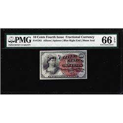 1863 10 Cent 4th Issue Fractional Currency Note Fr.1261 PMG Choice Uncirculated 66EPQ