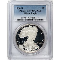 1986-S $1 Proof American Silver Eagle Coin PCGS PR70DCAM