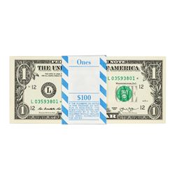 Pack of (100) Consecutive 2013 $1 Federal Reserve Star Notes San Francisco