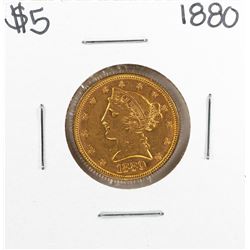 1880 $5 Liberty Head Eagle Gold Coin