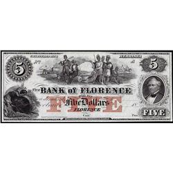 1800's $5 Bank of Florence, Nebraska Obsolete Note