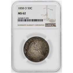 1858-O Seated Liberty Half Dollar Coin NGC MS62