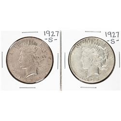 Lot of (2) 1927-S $1 Peace Silver Dollar Coins