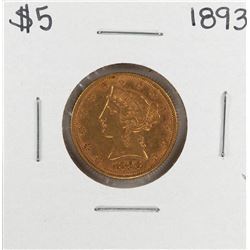 1893 $5 Liberty Head Eagle Gold Coin