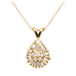 14KT Yellow Gold 0.50 ctw Diamond Teardrop Shaped Pendant with 14KT Rose Gold Chain