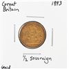Image 1 : 1893 Great Britain 1/2 Sovereign Gold Coin