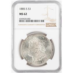 1885-S $1 Morgan Silver Dollar Coin NGC MS62