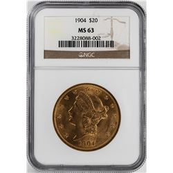 1904 $20 Liberty Head Double Eagle Gold Coin NGC MS63