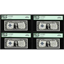 (4) Consecutive 1928B $1 Funnyback Silver Certificate Notes Fr.1602 PCGS Gem New 65PPQ