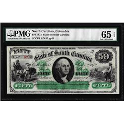 1872 $50 State of South Carolina Obsolete Note PMG Gem Uncirculated 65EPQ Low Serial
