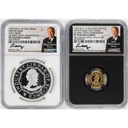 1792-2017 Half Disme 1/10 oz. Gold & 1oz. Silver Medals NGC PF70 W/ Moy Signature Set