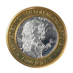 .999 Silver Four Queens Hotel & Casino  Nevada $10 Limited Edition Gaming Token