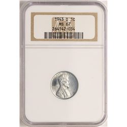 1943-D Lincoln Steel Cent Coin NGC MS67