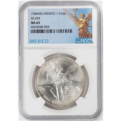 1984Mo Mexico 1 Onza Libertad Silver Coin NGC MS65