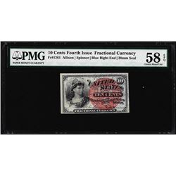 March 3, 1863 Ten Cents Fourth Issue Fractional Note Fr.1261 PMG Choice About Unc 58EPQ