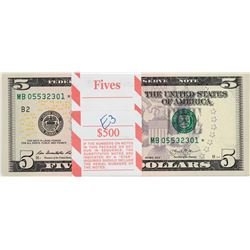 Pack of (100) Consecutive 2013 $5 Federal Reserve Star Notes