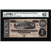 Image 1 : 1864 $10 Confederate States of America Note T-68 PMG Uncirculated 62EPQ