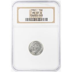 1961 Roosevelt Dime Coin NGC MS67 w