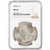 Image 1 : 1890 $1 Morgan Silver Dollar Coin NGC MS63