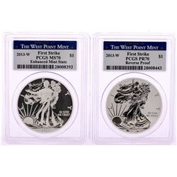 2013-W $1 American Eagle West Point Two-Coin Silver Set PCGS MS70/PR70 First Strike