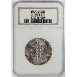 1943-S Walking Liberty Half Dollar Coin NGC MS65