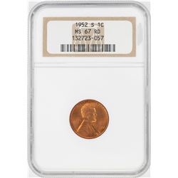 1952-S Lincoln Wheat Cent Coin NGC MS67RD