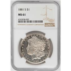 1881-S $1 Morgan Silver Dollar Coin NGC MS61