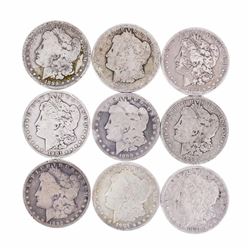 Lot of (9) Pre 1921 $1 Morgan Silver Dollar Coins