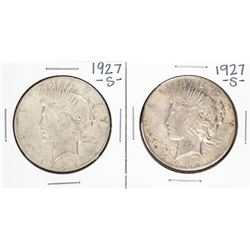 Lot of (2) 1927-S $1 Peace Silver Dollar Coins
