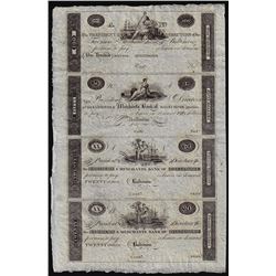 Uncut Sheet of 1800's $20/20/50/100 Farmer's & Merchants Bank Baltimore Obsolete Notes