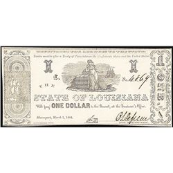 1864 $1 State of Louisiana Obsolete Note
