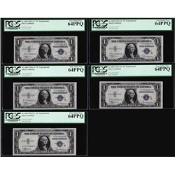 (5) Consec. 1935A $1 "R" Experimental Silver Certificate Notes PCGS Choice New 64PPQ