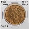 Image 1 : 1873 Open 3 $20 Liberty Head Double Eagle Gold Coin