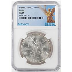 1984Mo Mexico 1 Onza Libertad Silver Coin NGC MS65