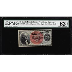 1863 25 Cent 4th Issue Fractional Currency Note Fr.1307 PMG Choice Uncirculated 63EPQ