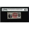 Image 1 : 1863 25 Cent 4th Issue Fractional Currency Note Fr.1307 PMG Choice Uncirculated 63EPQ