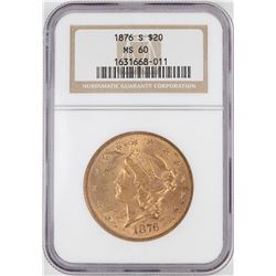1876-S $20 Liberty Head Double Eagle Gold Coin NGC MS60