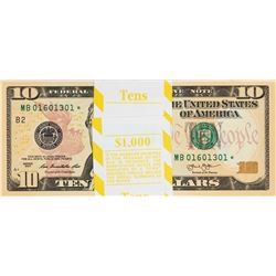 Pack of (100) Consecutive 2013 $10 Federal Reserve Star Notes
