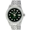 Image 2 : Rolex Mens Stainless Steel Slate Green Diamond 36MM Datejust Wristwatch