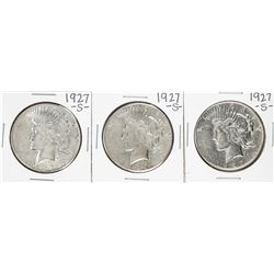 Lot of (3) 1927-S $1 Peace Silver Dollar Coins